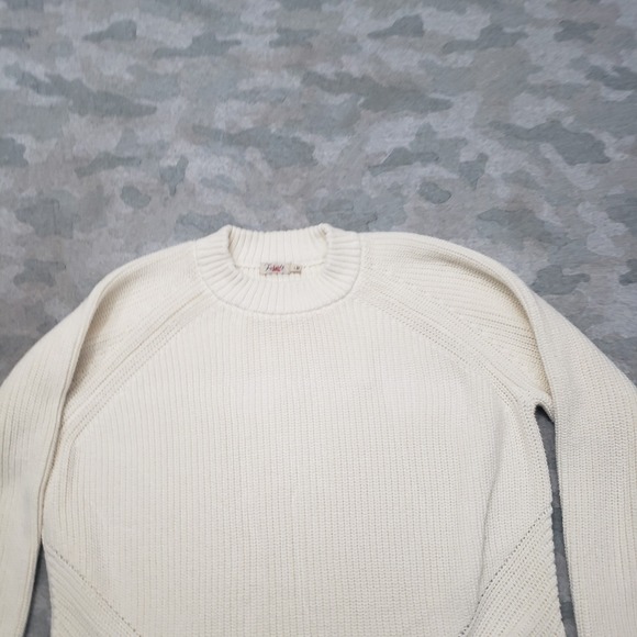Faherty Sweater Womens Large Beige Pullover Ribbed Long Sleeve - Picture 3 of 9